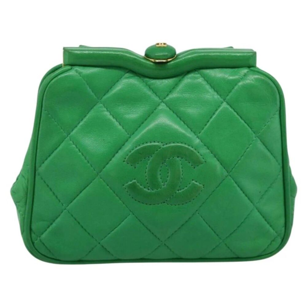 Chanel Coco Mark Quilted Lambskin Green Leather Shoulder Bag Bag